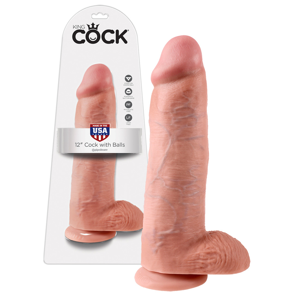E-shop King Cock 12 veľké dildo so semenníkmi (30 cm) - telová farba