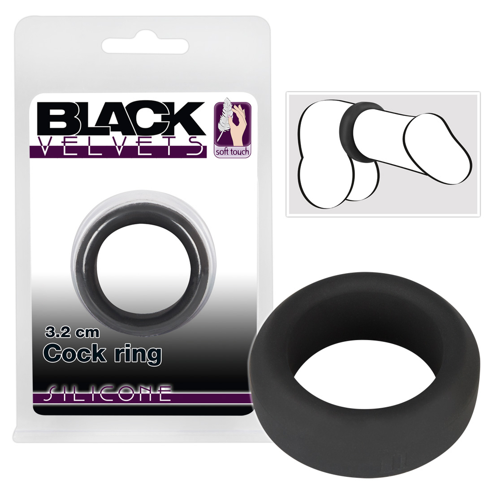 E-shop You2Toys Black Velvet Cock Ring - krúžok na penis (3,2cm) čierny