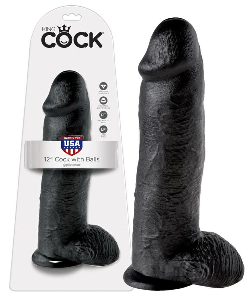E-shop King Cock 12 veľké dildo so semenníkmi (30cm) - čierne