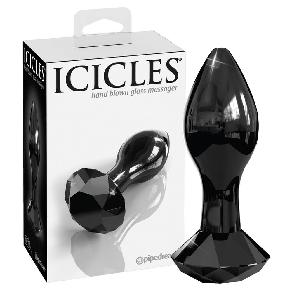 E-shop Icicles No. 78 - kónické sklenené análne dildo (čierne)