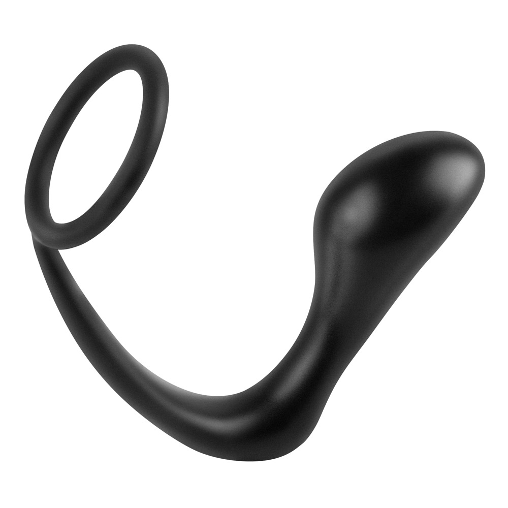 E-shop analfantasy ass-gasm plug - análne dildo s krúžkom na penis (čierny)