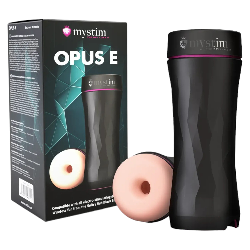 E-shop mystim Opus E Donut - elektrický masturbátor (prírodná čierna)