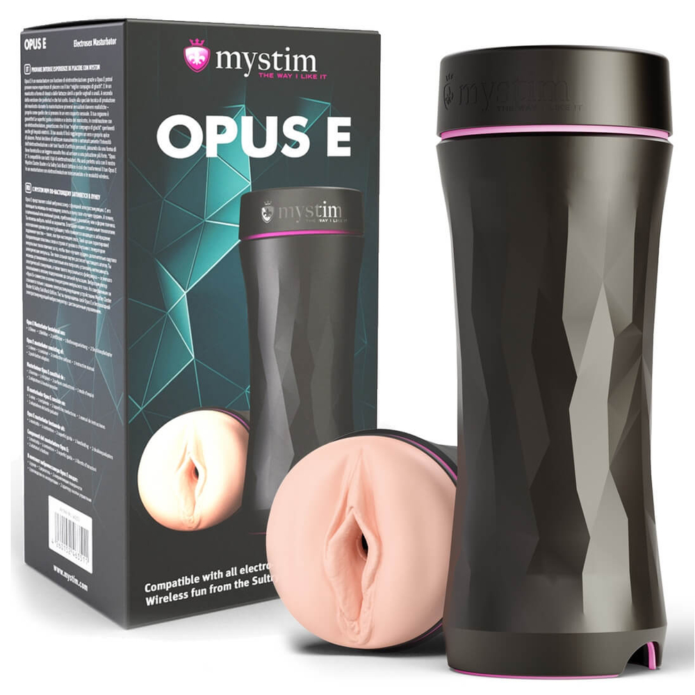 E-shop Mystim Opus E Vagina - elektrický masturbátor (prírodná čierna)