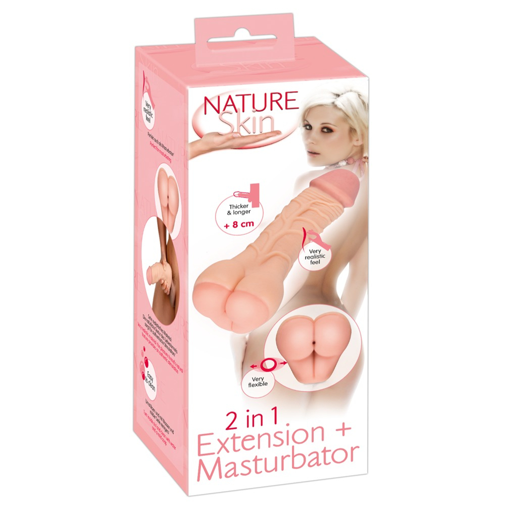 E-shop Nature Skin 2in1 - umelý anus a návlek na penis v jednom (telová farba)