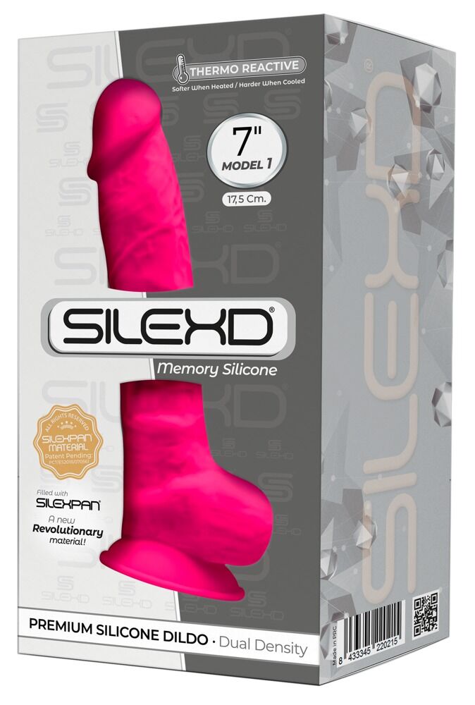 E-shop Silexd 7 - tvarovateľné dildo so semenníkmi a prísavkou - 17,5cm (ružové)