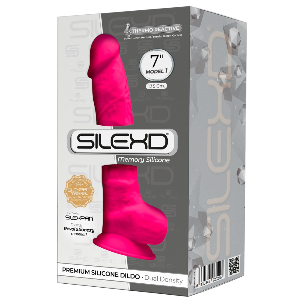 E-shop Silexd 7 - tvarovateľné dildo so semenníkmi a prísavkou - 17,5cm (ružové)