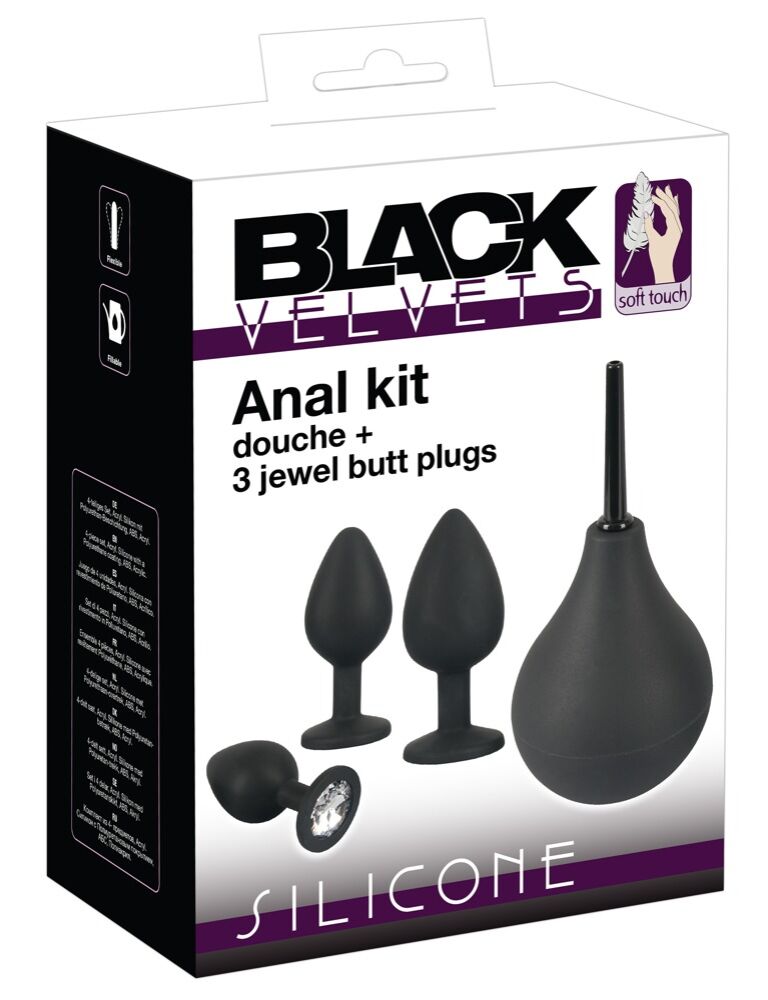 E-shop Black Velvet - sada análneho dilda (4 kusy) - čierna