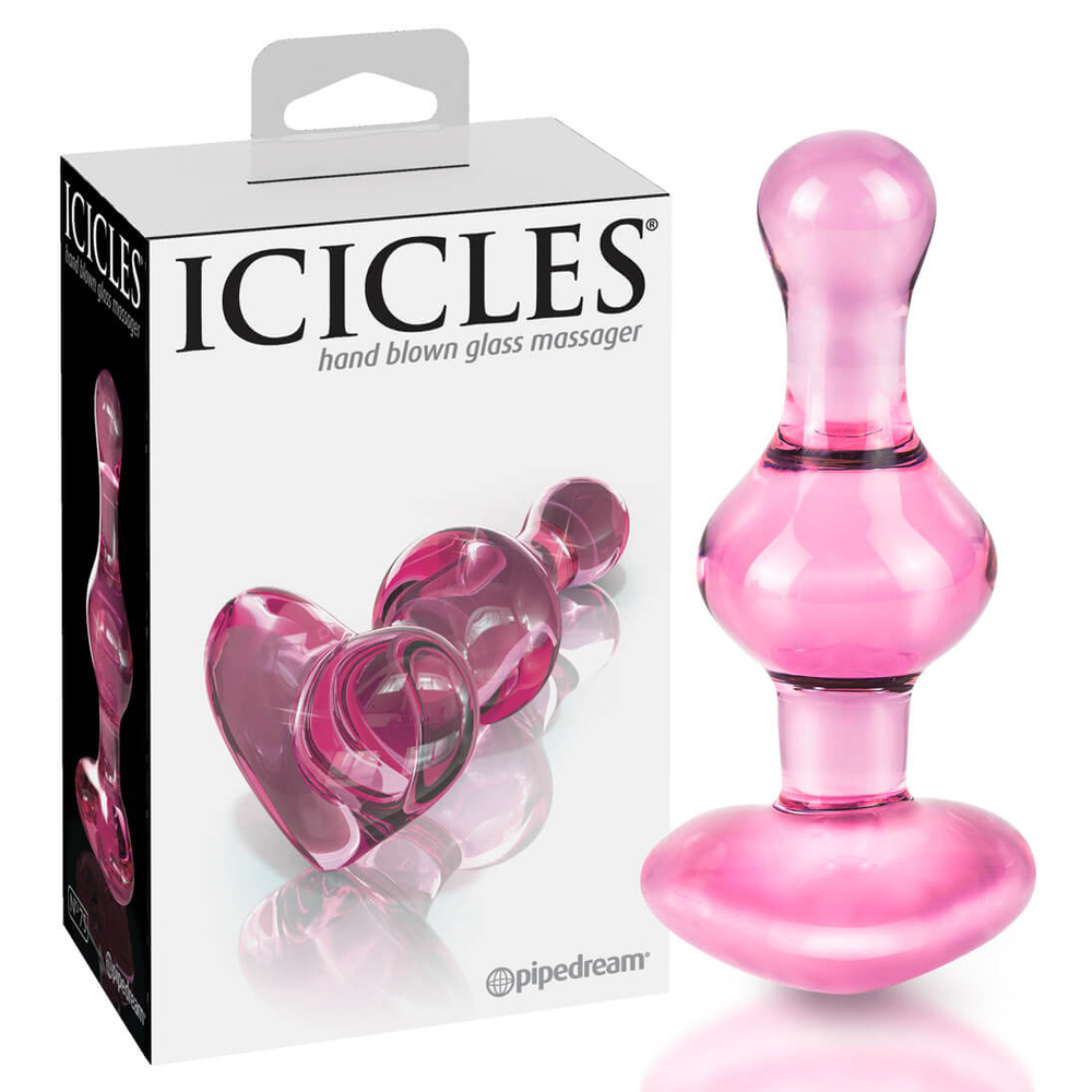 E-shop Icicles No. 75 - sklenené análne dildo v tvare srdca (ružové)