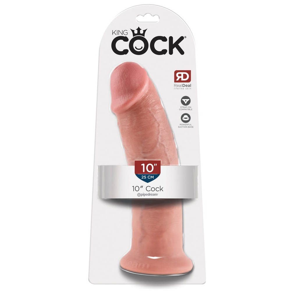 E-shop King Cock 10 - veľké dildo so semenníkmi s prísavkou (25cm) - prírodné
