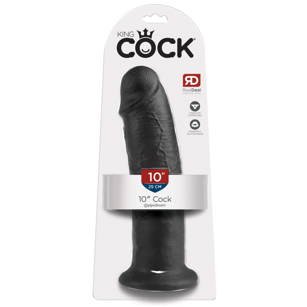 E-shop King Cock 10 - veľké dildo so semenníkmi s prísavkou (25cm) - čierne