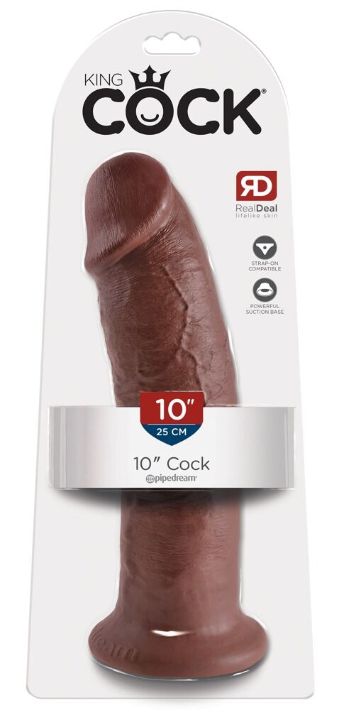 E-shop King Cock 10 - veľké dildo so semenníkmi s prísavkou (25cm) - hnedé