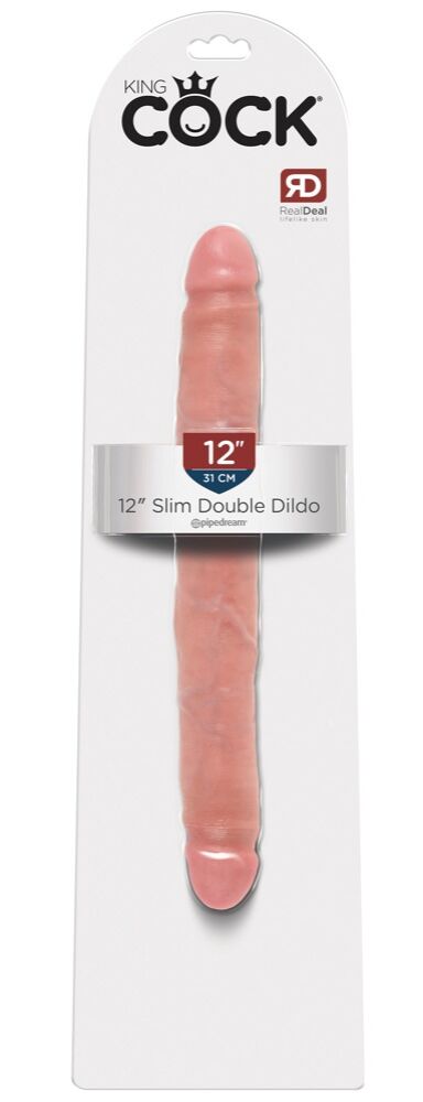 E-shop King Cock 12 Slim - realistické dvojité dildo (31 cm) - prírodné
