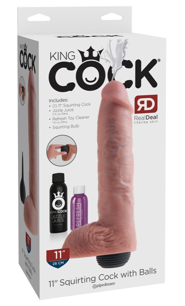 E-shop King Cock 11 - realistické striekajúce dildo (28 cm) - prírodné