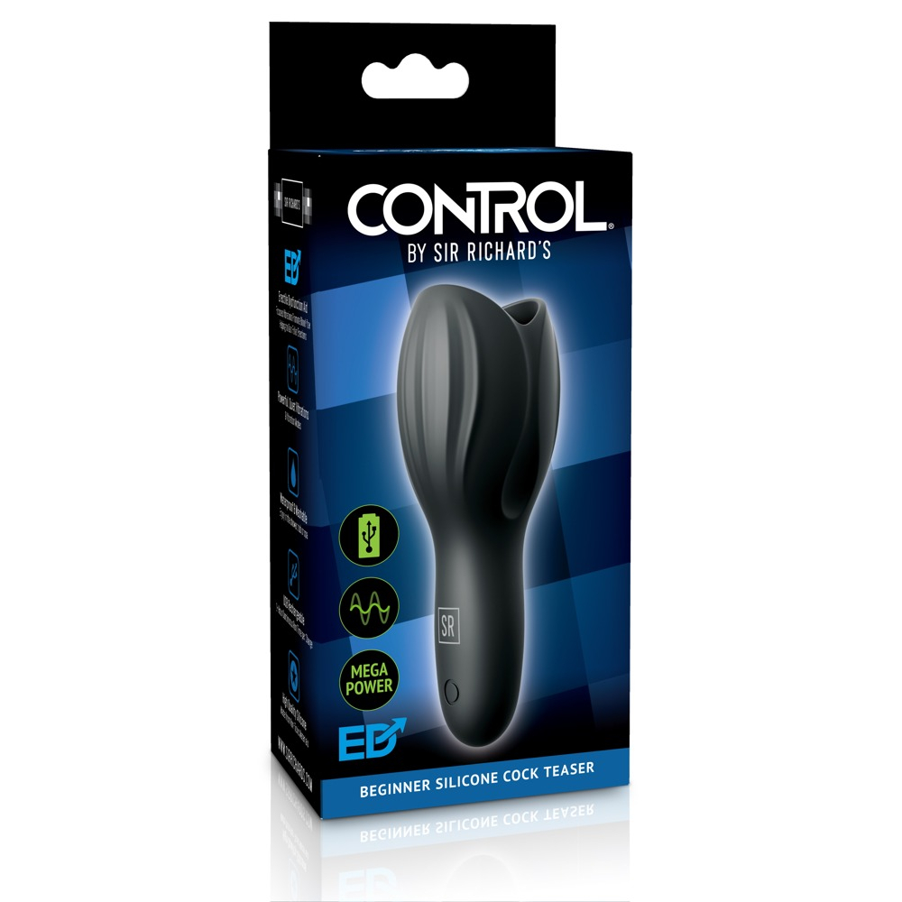 E-shop Control Cock Teaser - vodotesný, dobíjateľný, žaluďový vibrátor (čierny)
