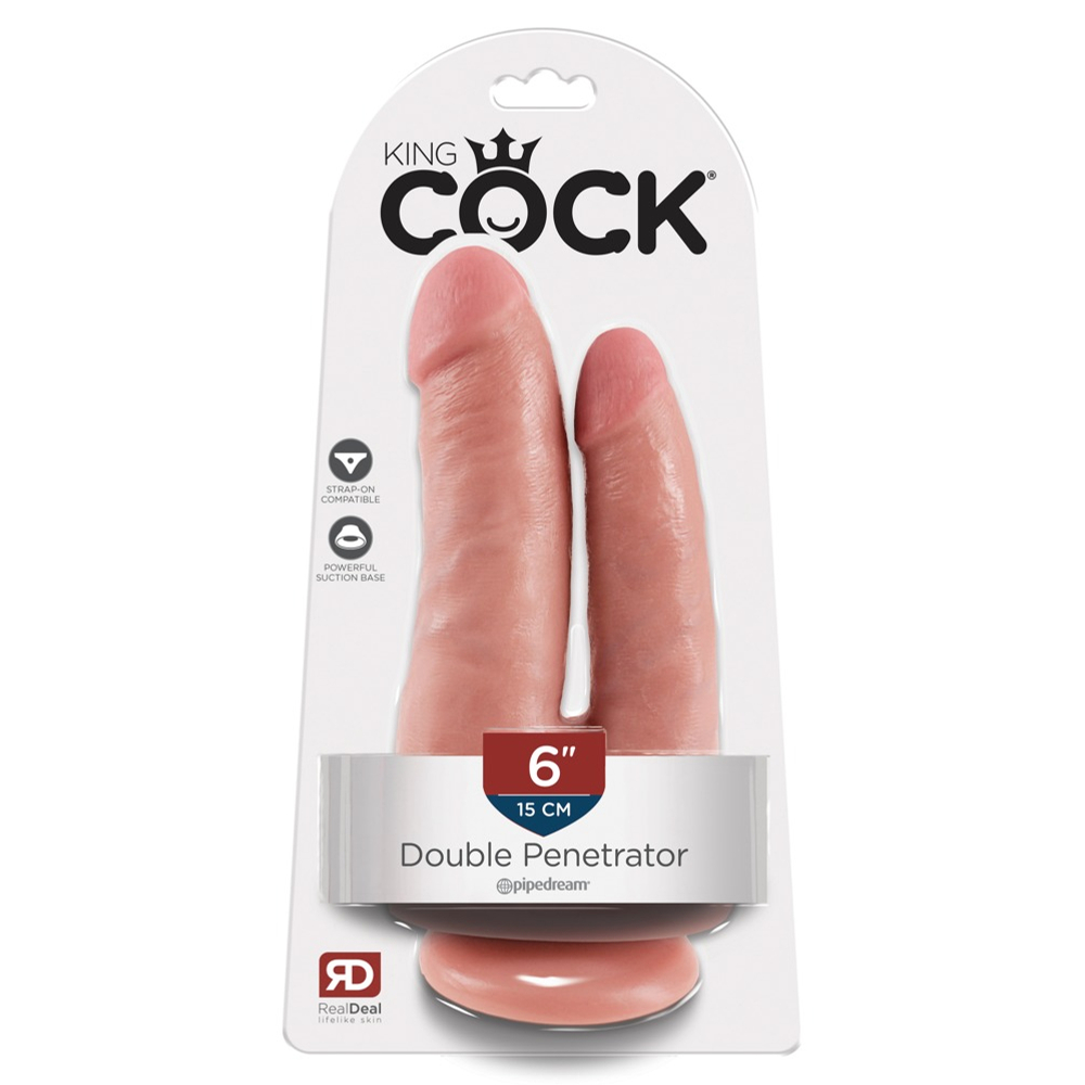 E-shop King Cock Double Penetrator - realistické dvojité dildo (prírodná farba)