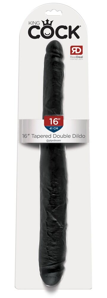 E-shop King Cock 16 Tapered - realistické dvojité dildo (41 cm) - čierne