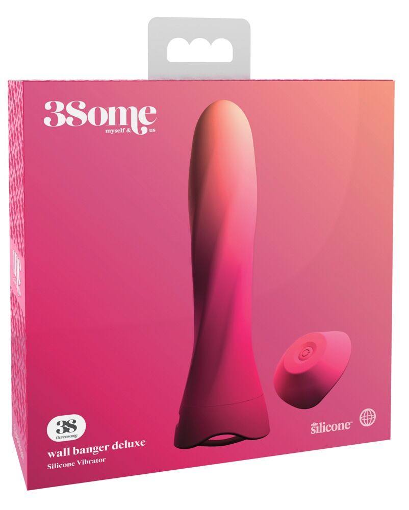 E-shop 3Some wall banger deluxe - dobíjací, rádiom riadený tyčový vibrátor (ružový)