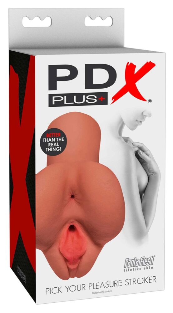 E-shop PDX Pick Your Pleasure Stroker - 2in1 - realistický masturbátor (tmavo - prírodný)