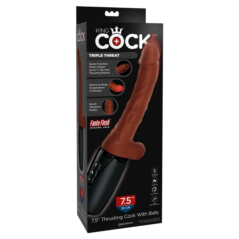 E-shop King Cock Plus 7,5 - vibrátor na zatláčanie semenníkov (hnedý)