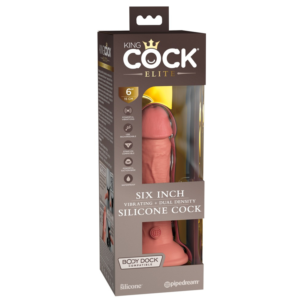 E-shop King Cock Elite 6 - pripínací, realistický vibrátor (15 cm) - prírodný