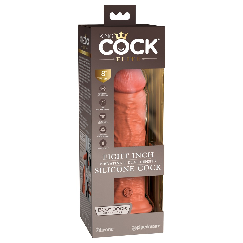 E-shop King Cock Elite 8 - pripínací, realistický vibrátor (20 cm) - tmavo prírodný