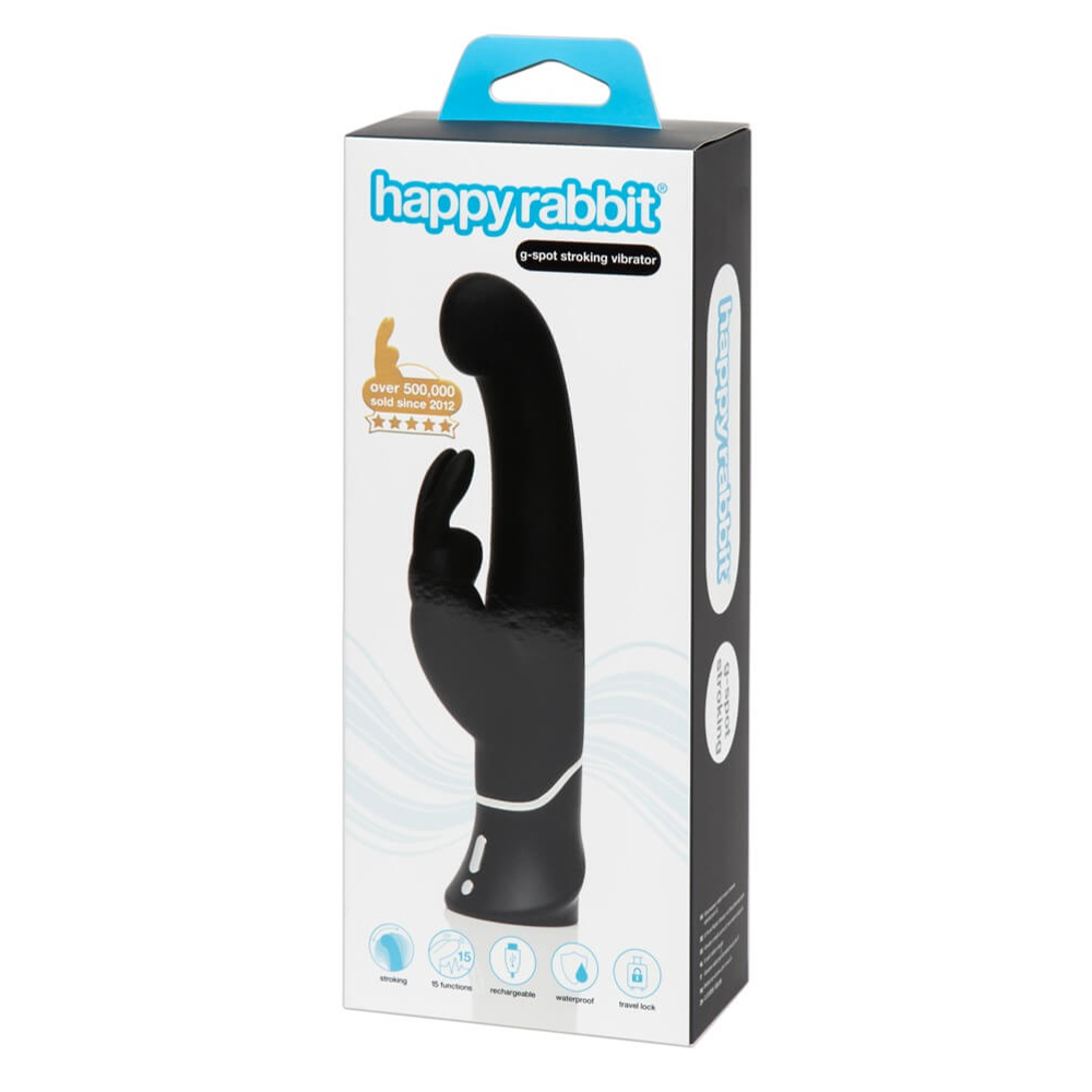 E-shop Happyrabbit G-bod - vodotesný vibrátor na batérie s tyčinkou (čierny)