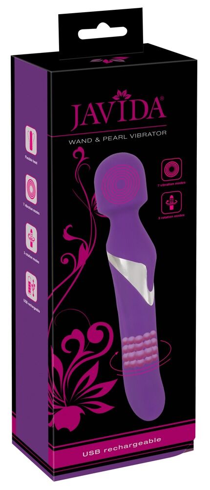 E-shop Javida Wand & Pearl - 2in1 masážny vibrátor (fialový)