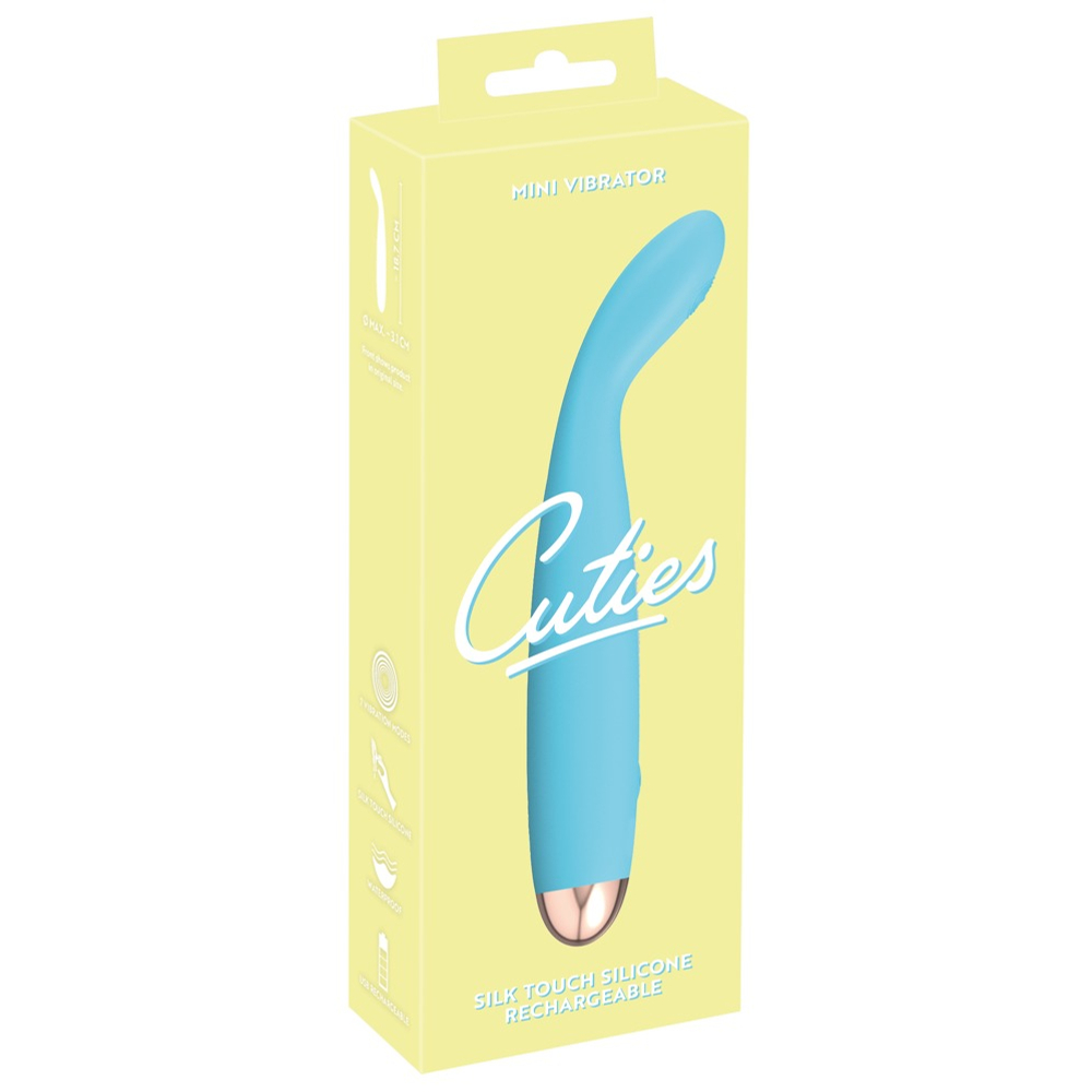 E-shop Cuties Mini Vibrator Blue 2.G - nabíjací, vodotesný vibrátor na bod G (tyrkysový)