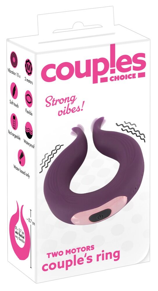 E-shop Couples Choice - batériový krúžok na penis s dvoma motormi (fialový)