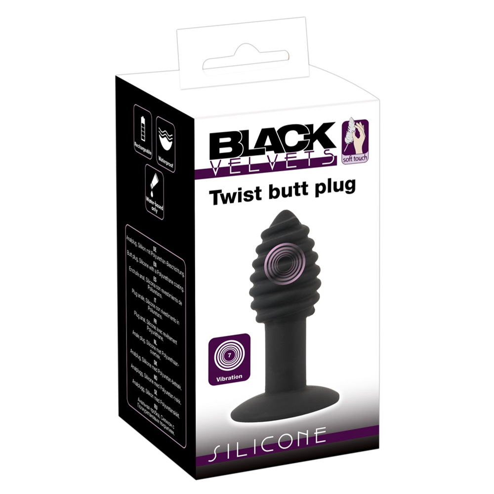 E-shop Black Velvet Twist - dobíjací silikónový análny vibrátor (čierny)