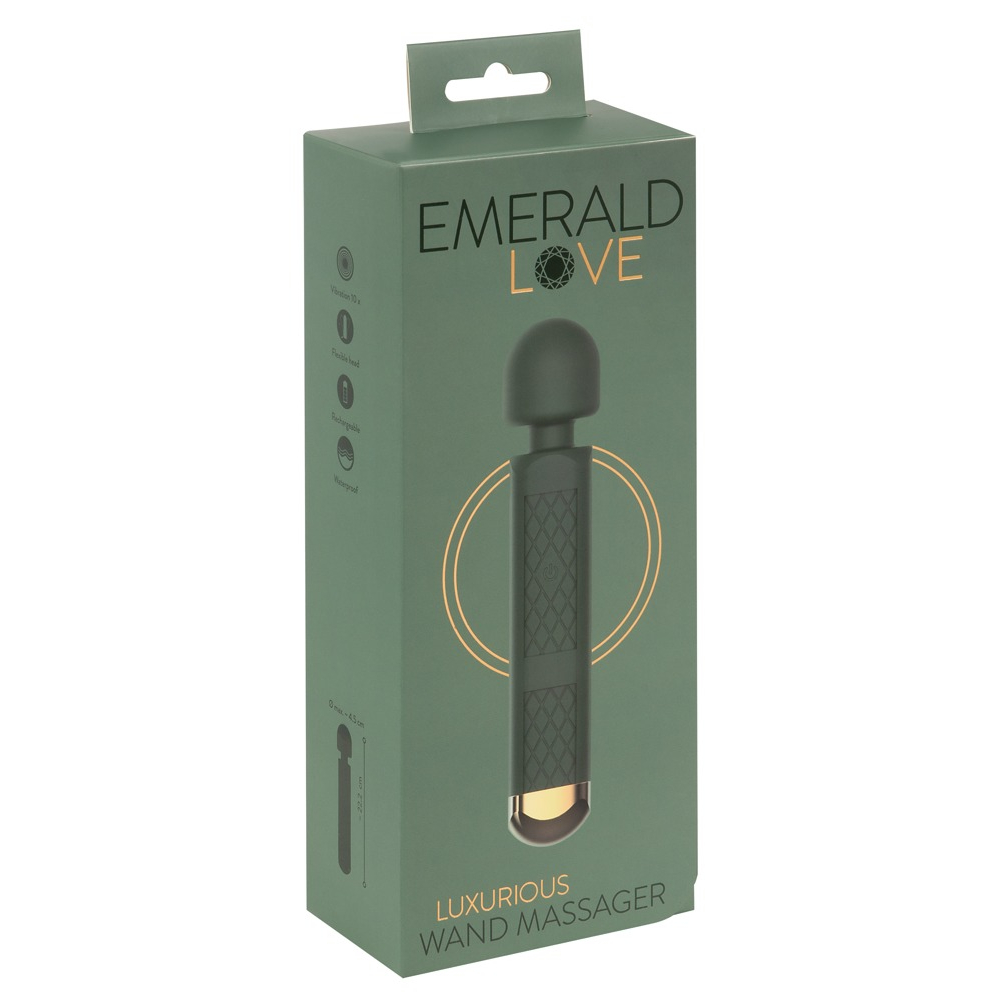 E-shop Emerald Love Wand - dobíjací, vodotesný masážny vibrátor (zelený)