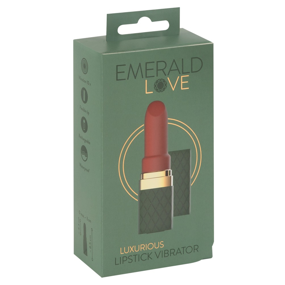 E-shop Emerald Love - dobíjací, vodeodolný vibrátor na rúže (zeleno-bordová)