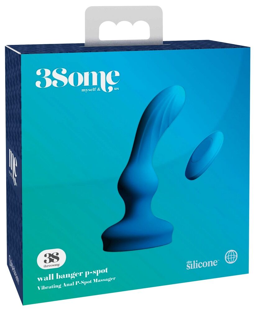 E-shop 3Some wall banger P-Spot - dobíjací rádiovo ovládaný vibrátor na prostatu (modrý)