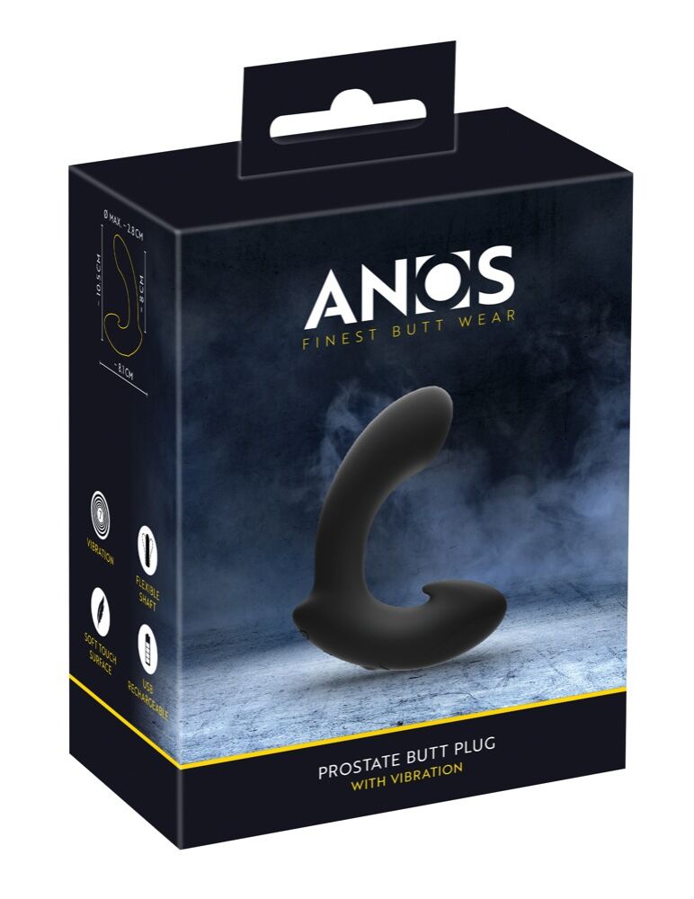 E-shop Anos - nabíjací, anatomický vibrátor na prostatu (čierny)