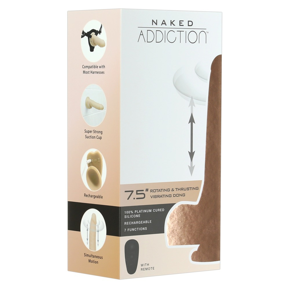 E-shop Naked Addiction Thrusting 7,5 - Nabíjací vibračný vibrátor (19 cm) - prírodný