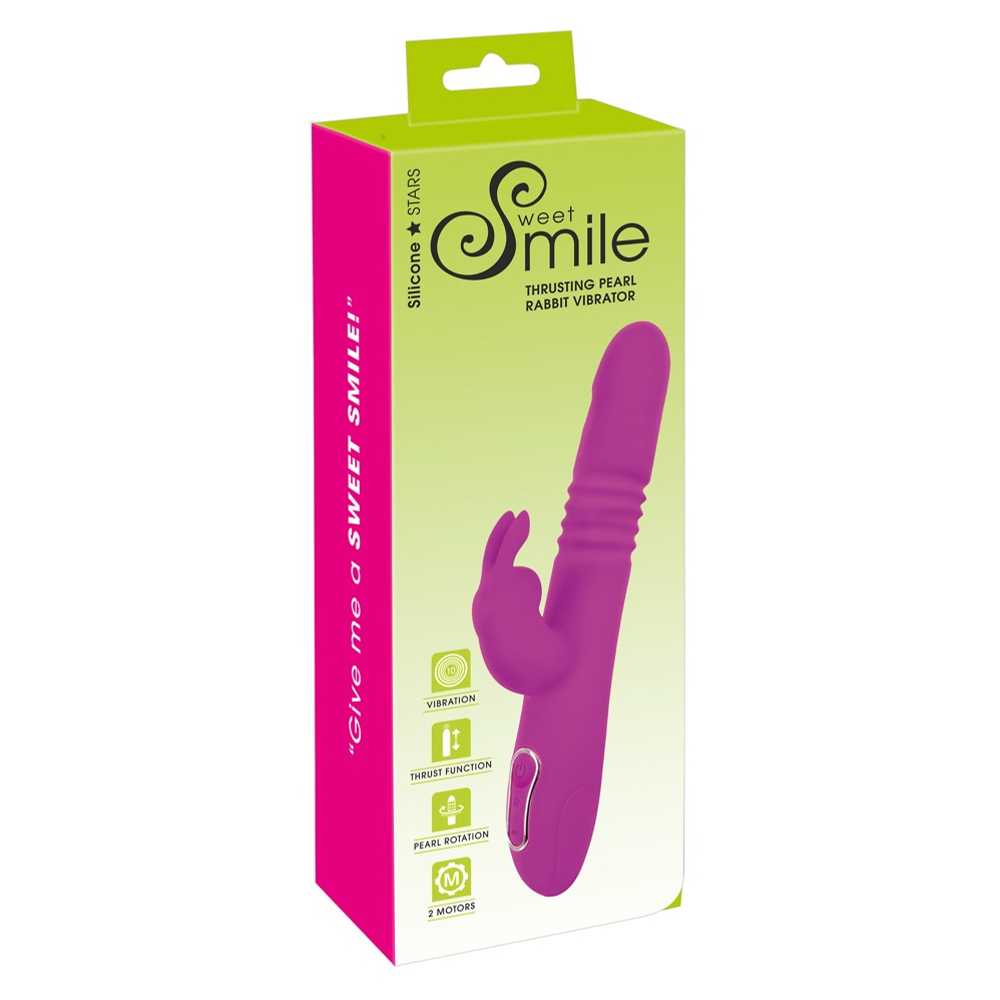 E-shop SMILE Rabbit - dobíjací vibrátor s rotujúcou rukoväťou (ružový)