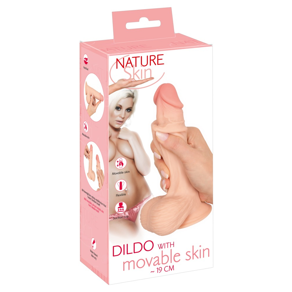 E-shop Nature Skin - Vibrátor s kožou - 19 cm (prírodný)