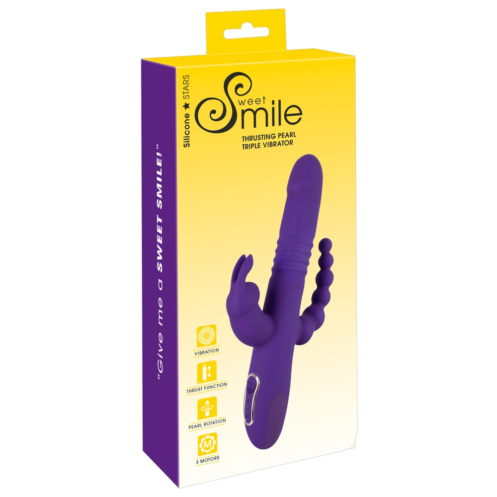 E-shop SMILE Triple - nabíjací, vodotesný trojramenný vibrátor (fialový)