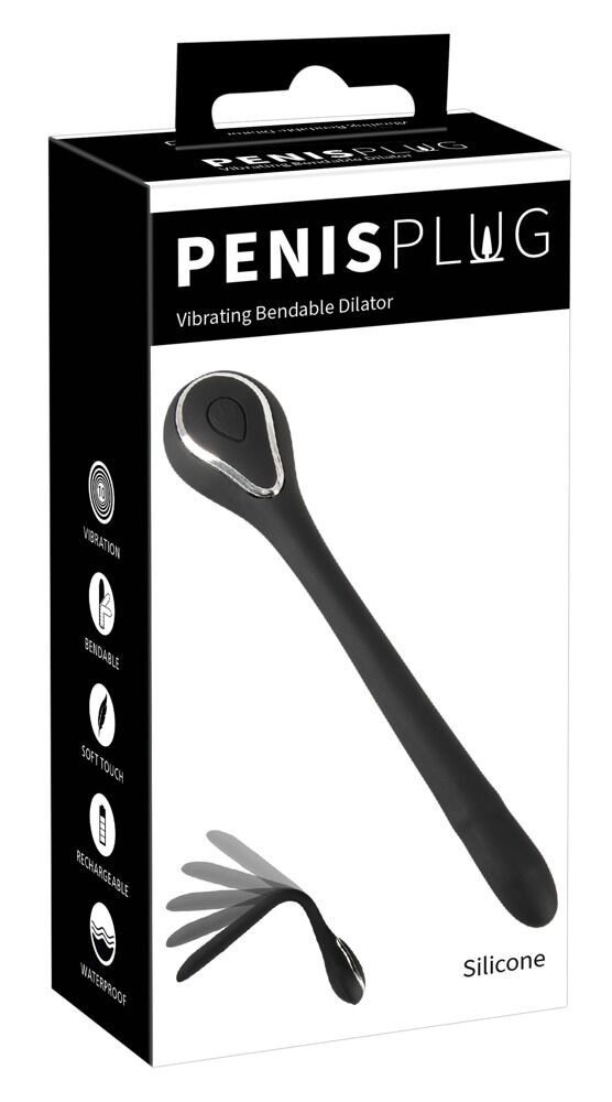 Penis Plug Dilator - dobíjací vibrátor na močovú trubicu (0,6-1,1 cm) - čierny