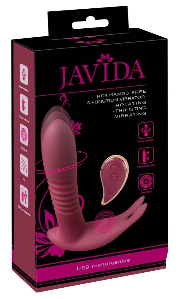 E-shop Javida RC - Nabíjací, rádiom riadený, 3-funkčný vibrátor na klitoris (červený)