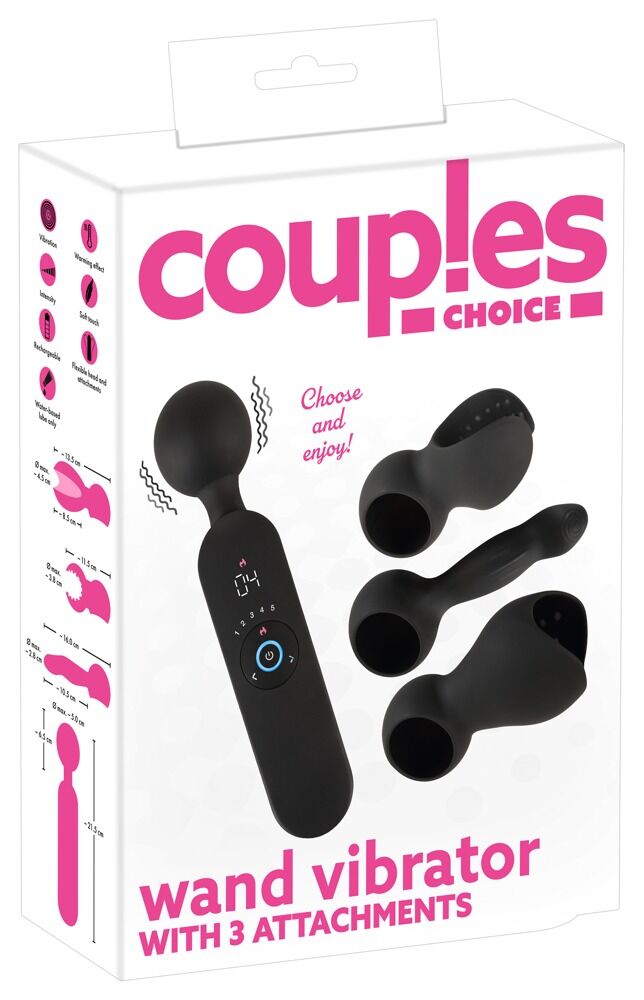 E-shop Couples Choice - dobíjací vyhrievaný masážny vibrátor (čierny)