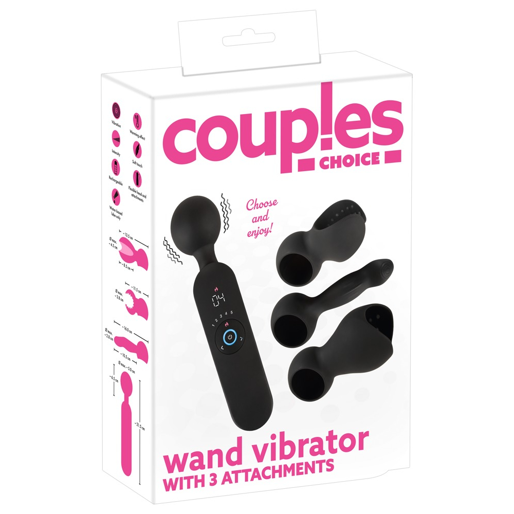 E-shop Couples Choice - dobíjací vyhrievaný masážny vibrátor (čierny)