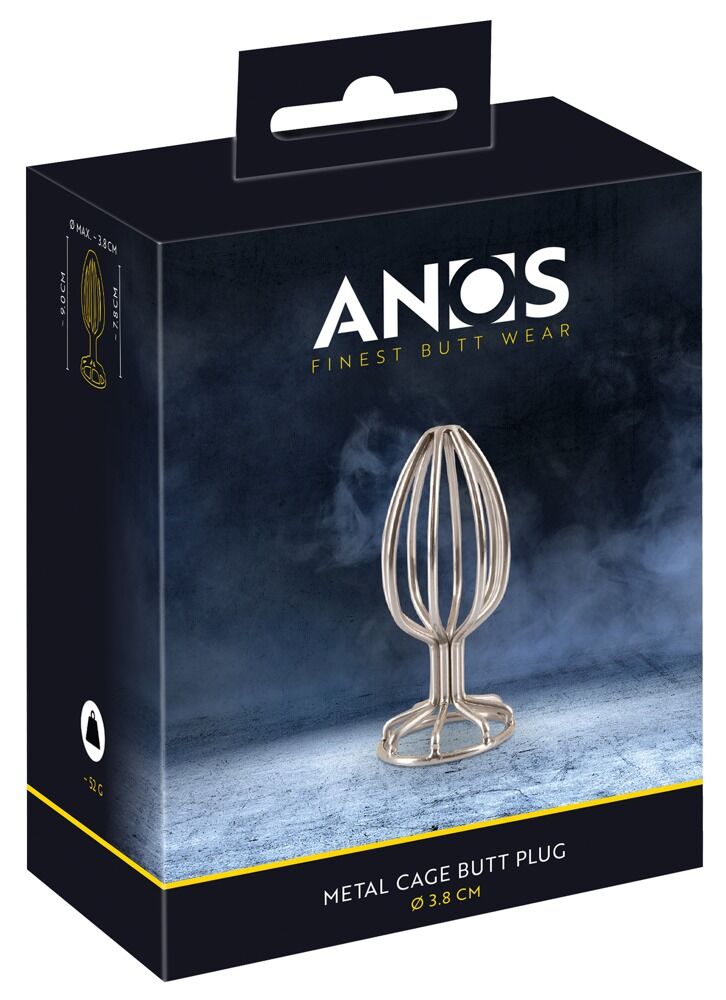 E-shop ANOS Metal (3,8 cm) - análny vibrátor s kovovou klietkou (strieborný)