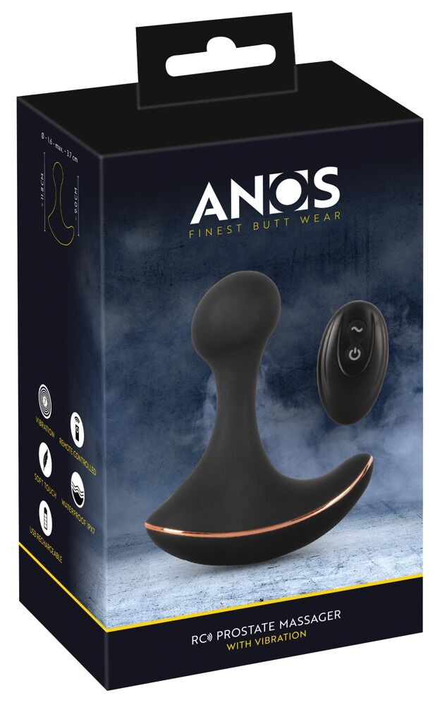E-shop ANOS - batériový, rádiový, vodotesný análny vibrátor (čierny)
