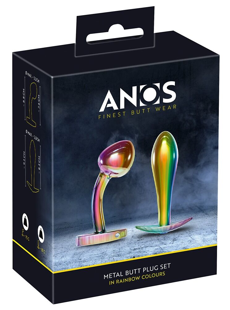 E-shop ANOS Metal Rainbow - kovový análny vibrátor (2 kusy)