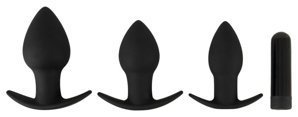 E-shop Black Velvet - Nabíjacia sada análnych vibrátorov - 3 kusy (čierna)