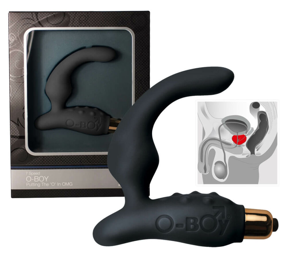 E-shop O Boy 7 - úzky silikónový vibrátor prostaty - čierny (7 rytmov)