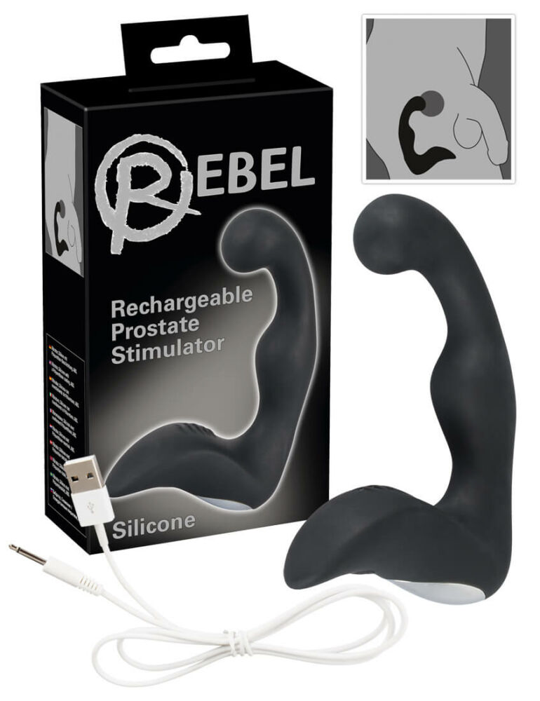 E-shop Rebel - akumulátorový vibrátor na prostatu (čierny)