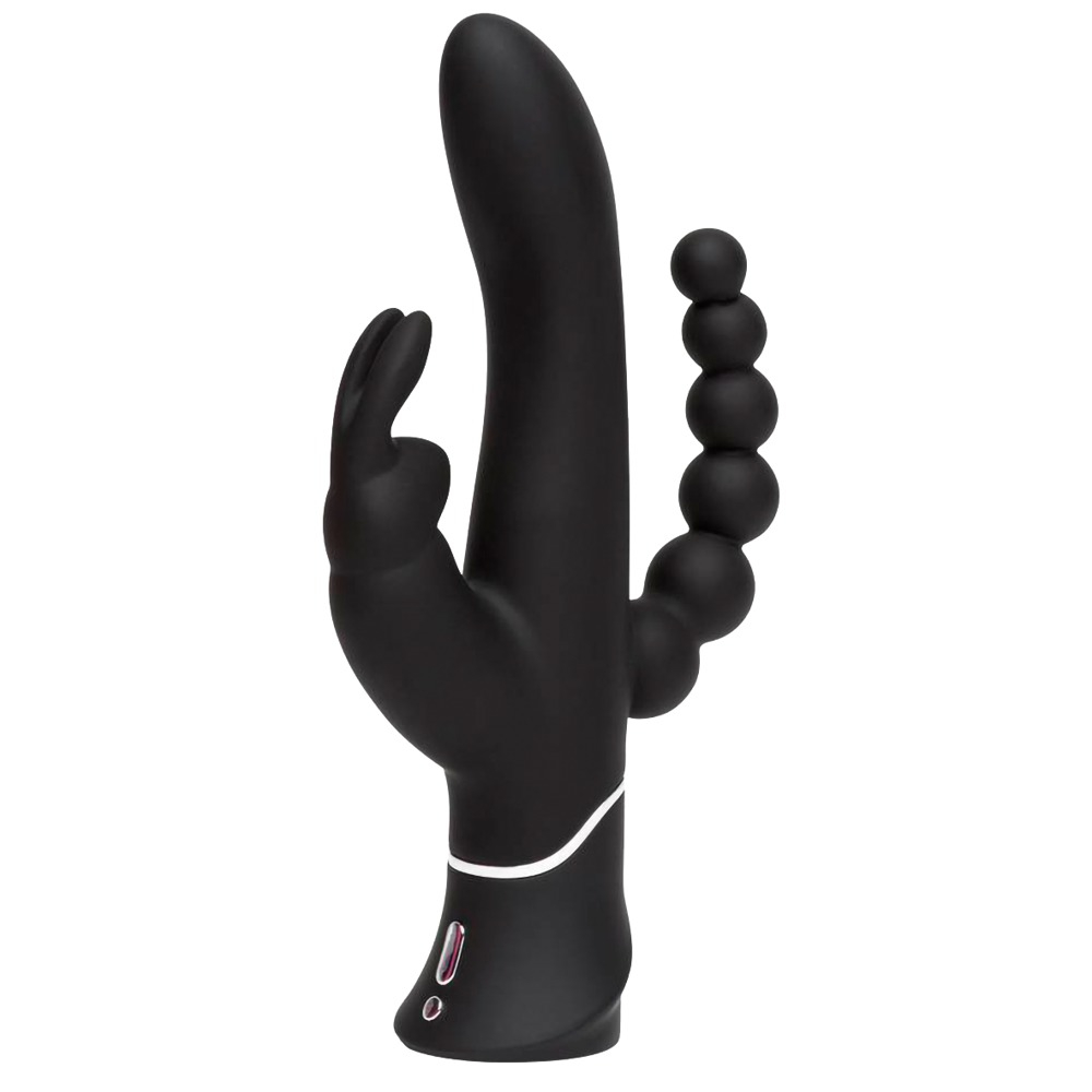 E-shop Happyrabbit Triple - dobíjací vibrátor na klitoris a análny vibrátor (čierny)