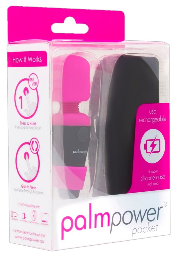 E-shop PalmPower Pocket Wand - nabíjací masážny vibrátor (ružovo-čierny)